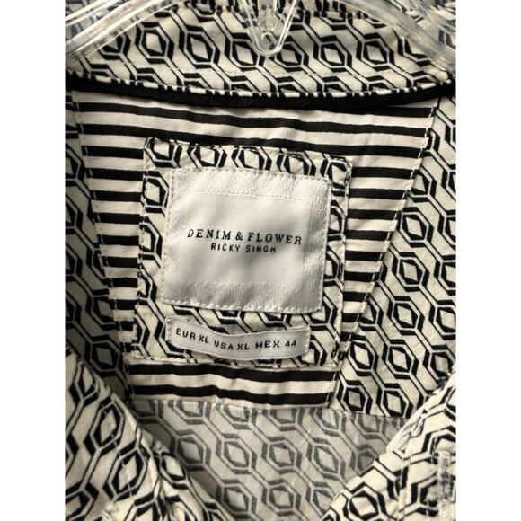 Men’s Black And White Button Up XL - Picture 2 of 4